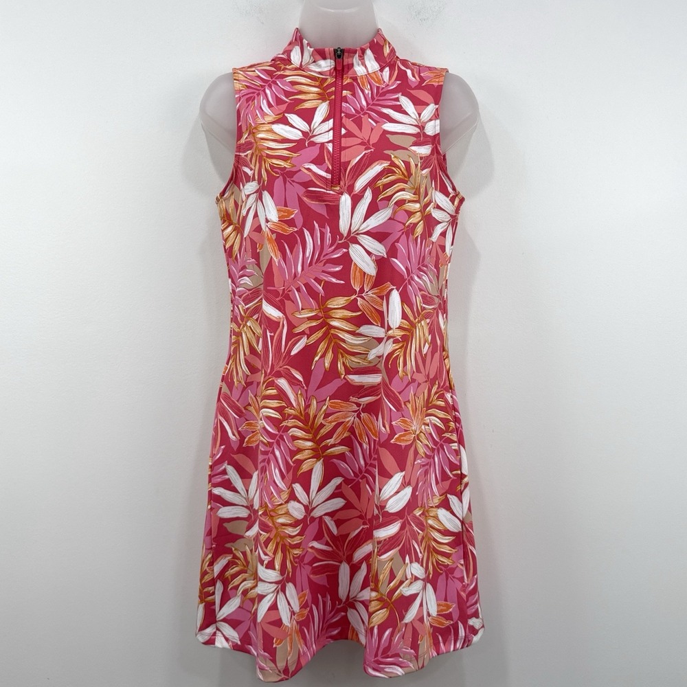 Tommy Bahama Everyday Active Dress M 1/4 Zip Tropical UPF 50+ Granola Vacation